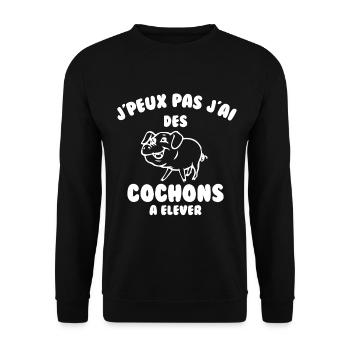 J’peux pas j’ai des cochons à élever - Sweat-shirt Unisexe - noir - Devant - Alina (178cm) & Michal (187cm)