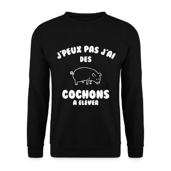 J’peux pas j’ai des cochons à élever - Sweat-shirt Unisexe - noir - Devant - Alina (178cm) & Michal (187cm)