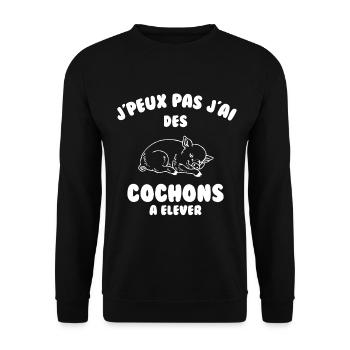 J’peux pas j’ai des cochons à élever - Sweat-shirt Unisexe - noir - Devant - Alina (178cm) & Michal (187cm)