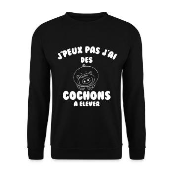 J’peux pas j’ai des cochons à élever - Sweat-shirt Unisexe - noir - Devant - Alina (178cm) & Michal (187cm)