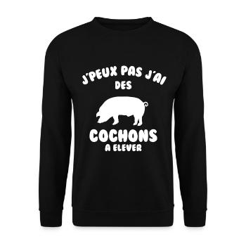 J’peux pas j’ai des cochons à élever - Sweat-shirt Unisexe - noir - Devant - Alina (178cm) & Michal (187cm)