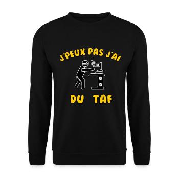 J’peux pas j’ai taf - Sweat-shirt Unisexe - noir - Devant - Alina (178cm) & Michal (187cm)