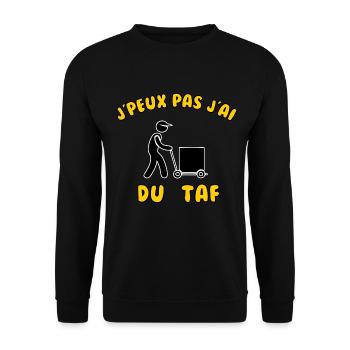 J’peux pas j’ai du taf - Sweat-shirt Unisexe - noir - Devant - Alina (178cm) & Michal (187cm)