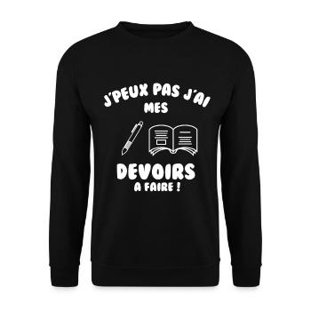 J’peux pas j’ai mes devoirs à faire - Sweat-shirt Unisexe - noir - Devant - Alina (178cm) & Michal (187cm)