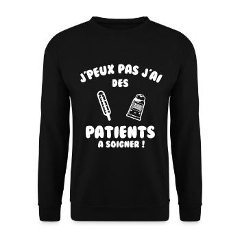Patient à soigner - Sweat-shirt Unisexe - noir - Devant - Alina (178cm) & Michal (187cm)