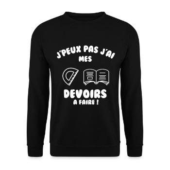 J’peux pas j’ai mes devoirs à faire - Sweat-shirt Unisexe - noir - Devant - Alina (178cm) & Michal (187cm)
