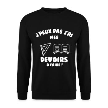 J’peux pas j’ai mes devoirs à faire - Sweat-shirt Unisexe - noir - Devant - Alina (178cm) & Michal (187cm)