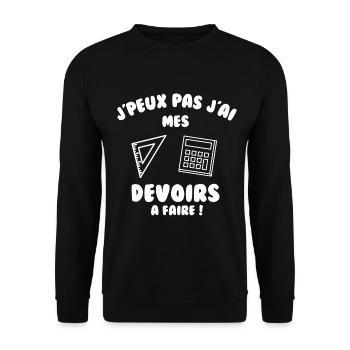 J’peux pas j’ai mes devoirs à faire - Sweat-shirt Unisexe - noir - Devant - Alina (178cm) & Michal (187cm)