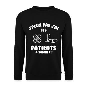 Patient à soigner - Sweat-shirt Unisexe - noir - Devant - Alina (178cm) & Michal (187cm)