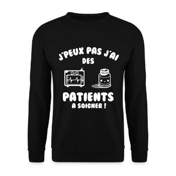 Patient à soigner - Sweat-shirt Unisexe - noir - Devant - Alina (178cm) & Michal (187cm)