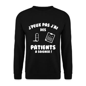 Patient à soigner - Sweat-shirt Unisexe - noir - Devant - Alina (178cm) & Michal (187cm)