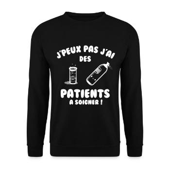 Patient à soigner - Sweat-shirt Unisexe - noir - Devant - Alina (178cm) & Michal (187cm)