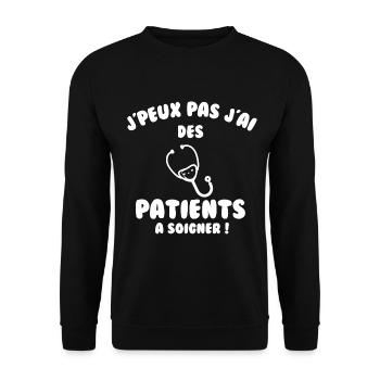 Patient à soigner - Sweat-shirt Unisexe - noir - Devant - Alina (178cm) & Michal (187cm)