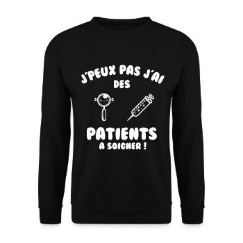 Patient à soigner - Sweat-shirt Unisexe - noir - Devant - Alina (178cm) & Michal (187cm)