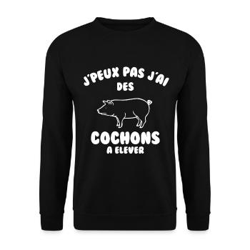 J’peux pas j’ai des cochons à élever - Sweat-shirt Unisexe - noir - Devant - Alina (178cm) & Michal (187cm)