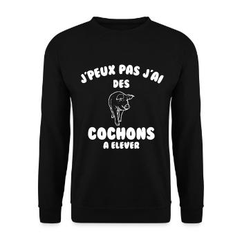 J’peux pas j’ai des cochons à élever - Sweat-shirt Unisexe - noir - Devant - Alina (178cm) & Michal (187cm)