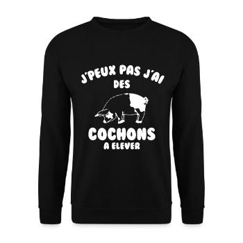 J’peux pas j’ai des cochons à élever - Sweat-shirt Unisexe - noir - Devant - Alina (178cm) & Michal (187cm)