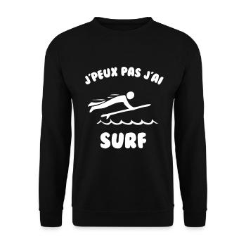 J’peux pas j’ai surf - Sweat-shirt Unisexe - noir - Devant - Alina (178cm) & Michal (187cm)
