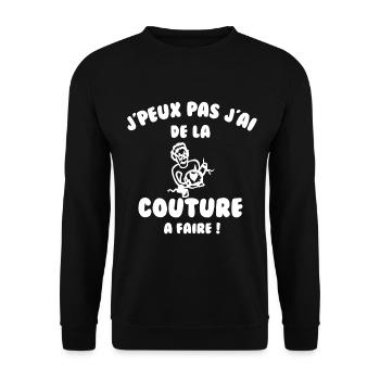 J’peux pas j’ai de la couture à faire - Sweat-shirt Unisexe - noir - Devant - Alina (178cm) & Michal (187cm)