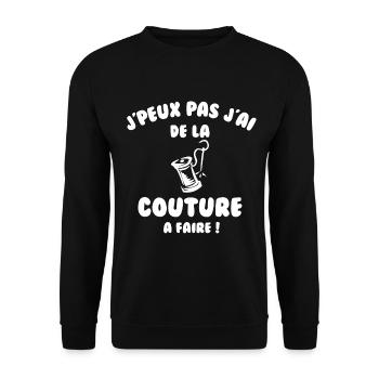 J’peux pas j’ai de la couture à faire - Sweat-shirt Unisexe - noir - Devant - Alina (178cm) & Michal (187cm)