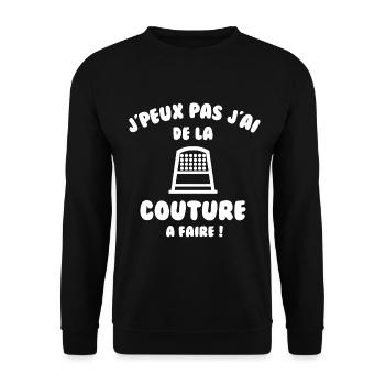J’peux pas j’ai de la couture à faire - Sweat-shirt Unisexe - noir - Devant - Alina (178cm) & Michal (187cm)