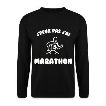 J’peux pas j’ai marathon - Sweat-shirt Unisexe - noir - Devant - Alina (178cm) & Michal (187cm)