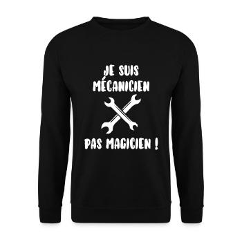 Mécanicien pas magicien - Sweat-shirt Unisexe - noir - Devant - Alina (178cm) & Michal (187cm)
