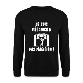 Mécanicien pas magicien - Sweat-shirt Unisexe - noir - Devant - Alina (178cm) & Michal (187cm)
