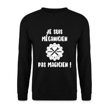 Mécanicien pas magicien - Sweat-shirt Unisexe - noir - Devant - Alina (178cm) & Michal (187cm)