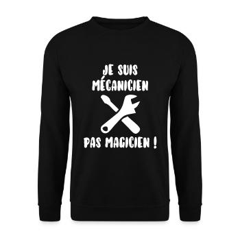 Mécanicien pas magicien - Sweat-shirt Unisexe - noir - Devant - Alina (178cm) & Michal (187cm)