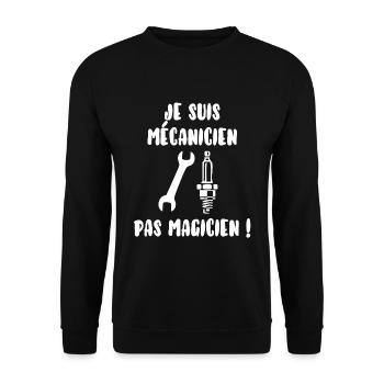 Mécanicien pas magicien - Sweat-shirt Unisexe - noir - Devant - Alina (178cm) & Michal (187cm)