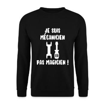 Mécanicien pas magicien - Sweat-shirt Unisexe - noir - Devant - Alina (178cm) & Michal (187cm)