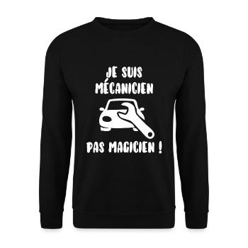 Mécanicien pas magicien - Sweat-shirt Unisexe - noir - Devant - Alina (178cm) & Michal (187cm)
