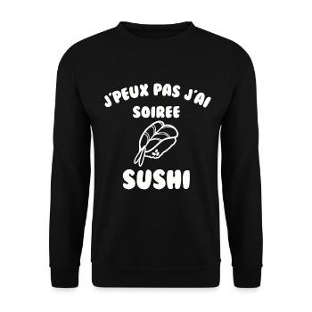 J’peux pas j’ai soirée sushi - Sweat-shirt Unisexe - noir - Devant - Alina (178cm) & Michal (187cm)