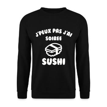 J’peux pas j’ai soirée sushi - Sweat-shirt Unisexe - noir - Devant - Alina (178cm) & Michal (187cm)