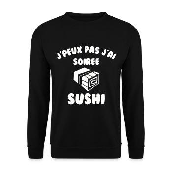 J’peux pas j’ai soirée sushi - Sweat-shirt Unisexe - noir - Devant - Alina (178cm) & Michal (187cm)