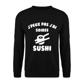 J’peux pas j’ai soirée sushi - Sweat-shirt Unisexe - noir - Devant - Alina (178cm) & Michal (187cm)