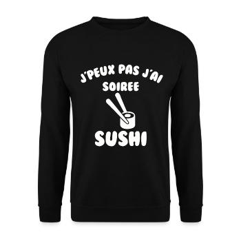 Soirée sushi - Sweat-shirt Unisexe - noir - Devant - Alina (178cm) & Michal (187cm)