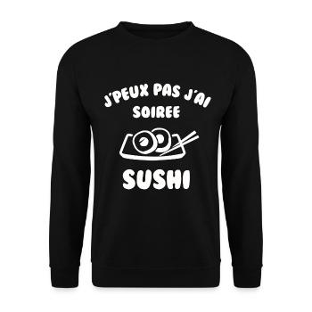 J’peux pas j’ai soirée sushi - Sweat-shirt Unisexe - noir - Devant - Alina (178cm) & Michal (187cm)