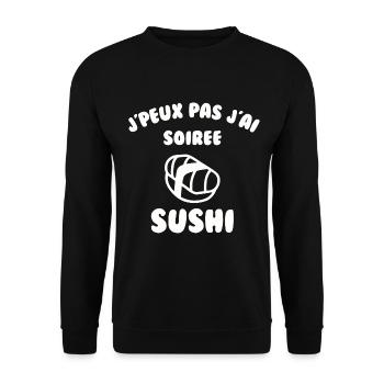 J’peux pas j’ai soirée sushi - Sweat-shirt Unisexe - noir - Devant - Alina (178cm) & Michal (187cm)