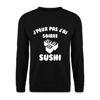 J’peux pas j’ai soirée sushi - Sweat-shirt Unisexe - noir - Devant - Alina (178cm) & Michal (187cm)