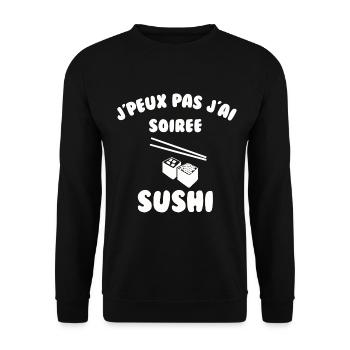 J’peux pas j’ai soirée sushi - Sweat-shirt Unisexe - noir - Devant - Alina (178cm) & Michal (187cm)