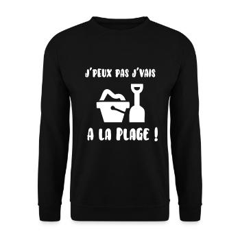 J’peux pas j’vais à la plage - Sweat-shirt Unisexe - noir - Devant - Alina (178cm) & Michal (187cm)