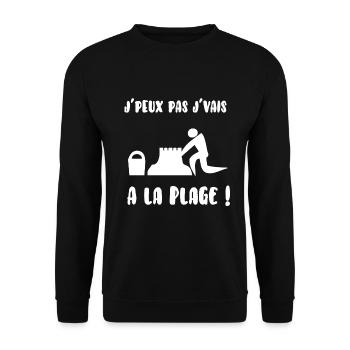 J’peux pas j’vais à la plage - Sweat-shirt Unisexe - noir - Devant - Alina (178cm) & Michal (187cm)