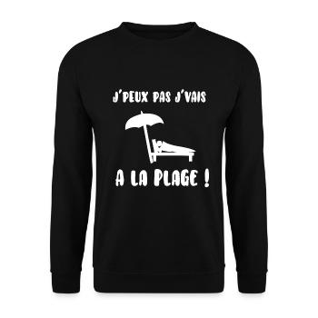 J’peux pas j’vais à la plage - Sweat-shirt Unisexe - noir - Devant - Alina (178cm) & Michal (187cm)
