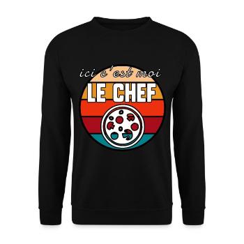 c’est moi le chef - Sweat-shirt Unisexe - noir - Devant - Alina (178cm) & Michal (187cm)