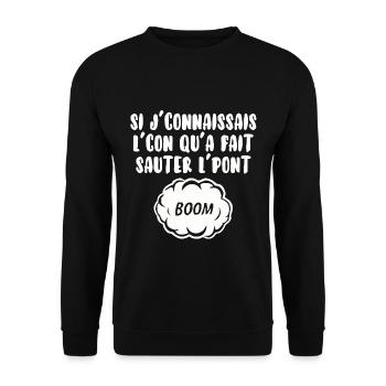 Si j’connais l’con… - Sweat-shirt Unisexe - noir - Devant - Alina (178cm) & Michal (187cm)