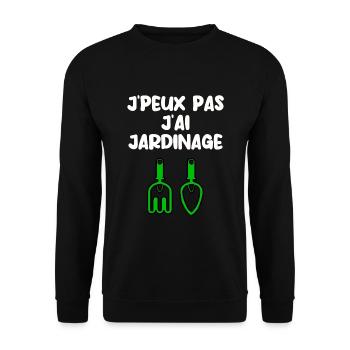 J’peux pas j’ai jardinage - Sweat-shirt Unisexe - noir - Devant - Alina (178cm) & Michal (187cm)