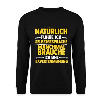 Expertenmeinung | Cooler Lustige Spruche - Unisex Pullover - Schwarz - Vorne - Alina (178cm) & Michal (187cm)