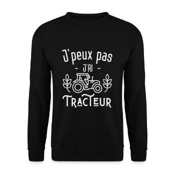 J'peux pas j'ai Tracteur - Sweat-shirt Unisexe - noir - Devant - Alina (178cm) & Michal (187cm)